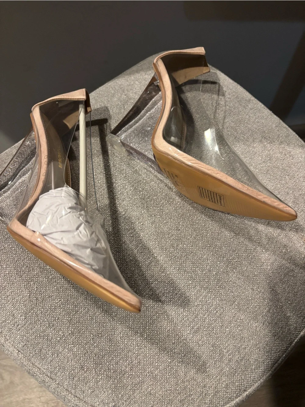Clear PVC Wedge Heels in Blush